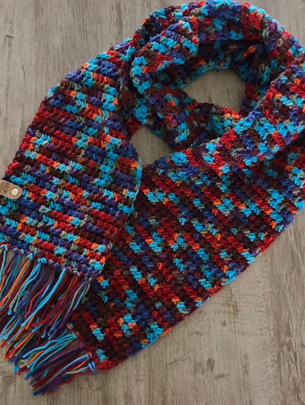 Acrylic Multicolor Extra  Long Crochet Winter Scarf Hand Crochet New! Unisex